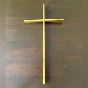 Vintage Minimalist Brass Cross Crucifix Religious Spiritual Home Decor